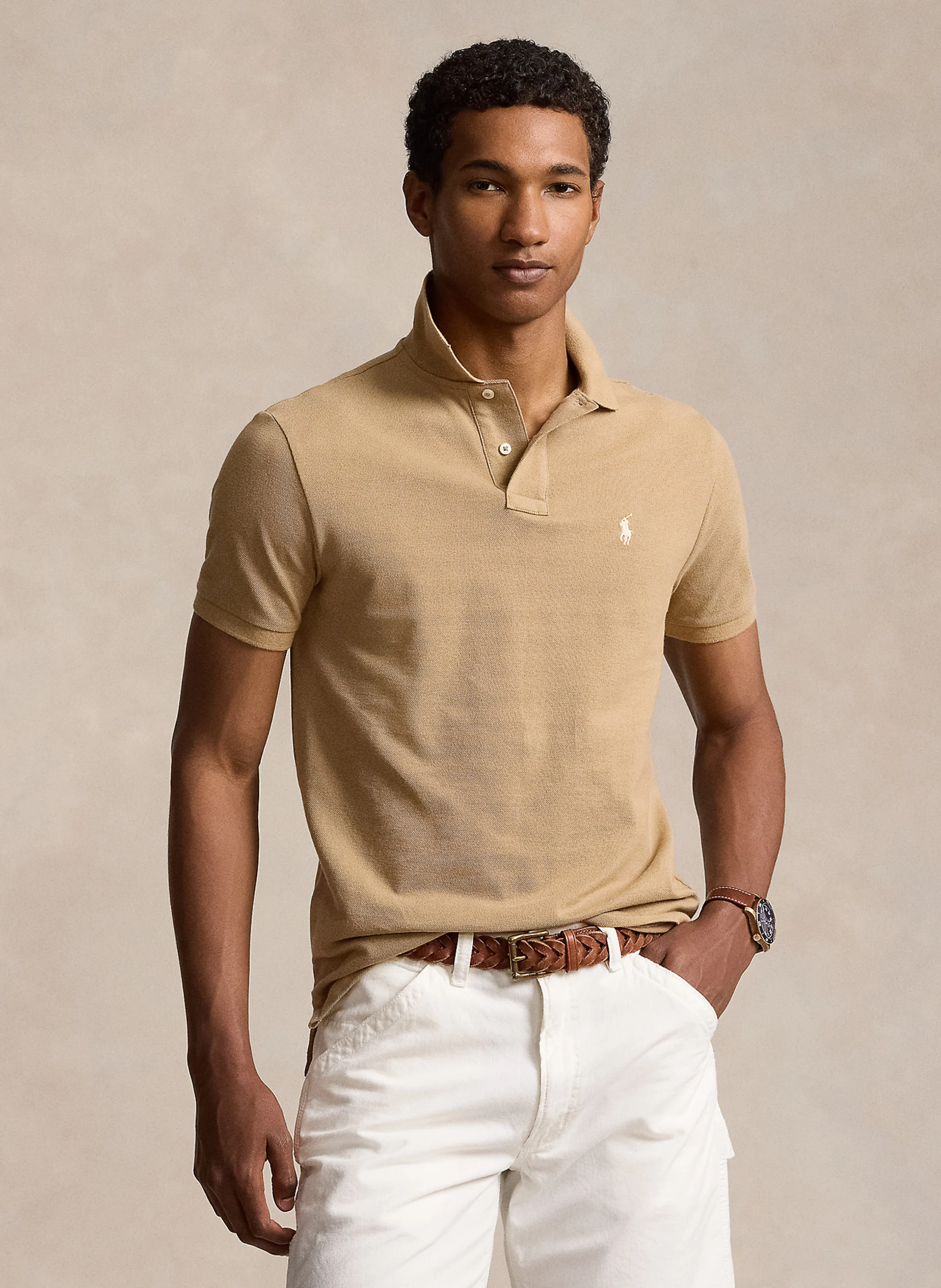 Polo slim-fit en coton | Beige