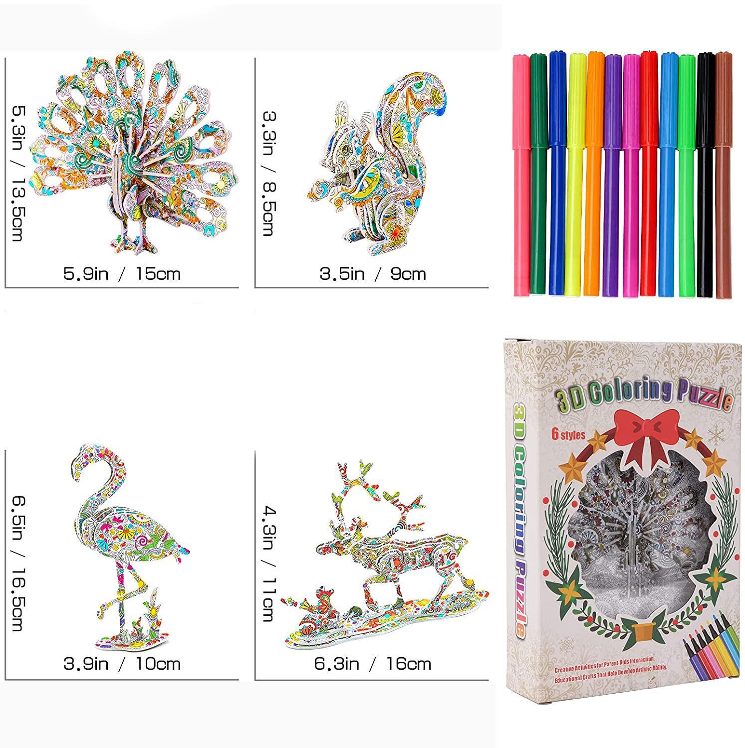 (5-tlg. Set) Anti-Stress 3D Mandala Puzzle Entspanntes Zeichnen für Kinder   Erwachsene inkl. Filzstifte