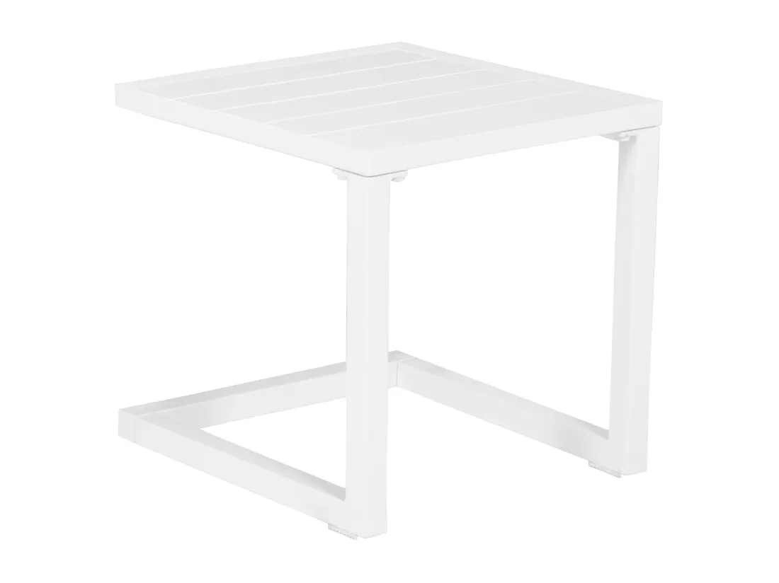 Set bain de soleil et table d'appoint BARBADOS en textilène gris - aluminium blanc - HAPPY GARDEN