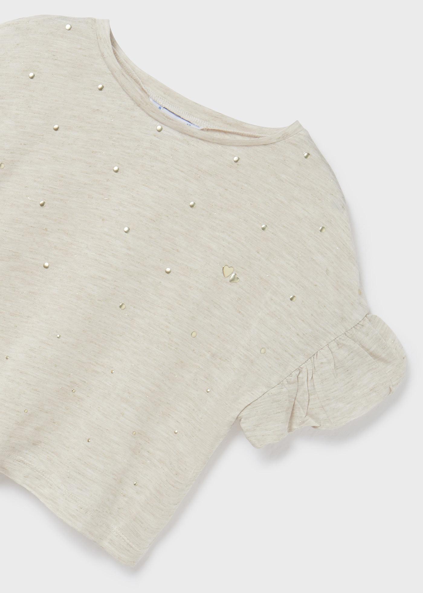 Camiseta de manga curta com tachas para meninas