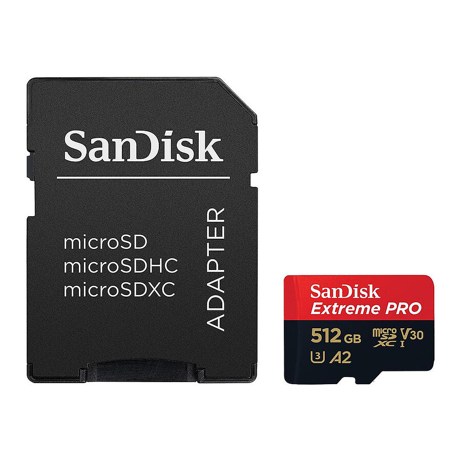 SanDisk Extreme PRO microSDXC UHS-I U3 512 Go + Adaptateur SD
