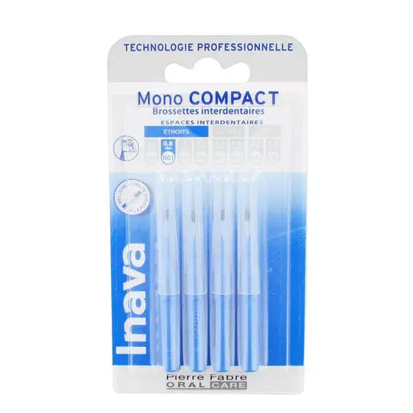 Pincéis Inava Mono Compactos de Espaço Estreito de 0,8 mm, Azuis, 4 Unidades