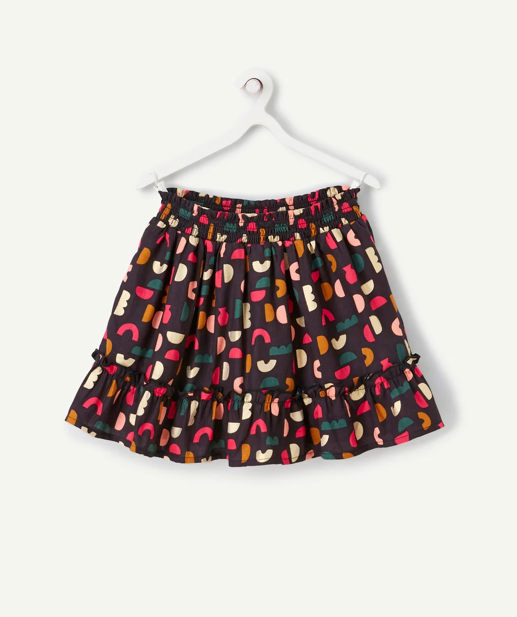 JUPE-SHORT À VOLANTS FILLE EN COTON ET IMPRIMÉ AVEC MOTIFS COLORÉS