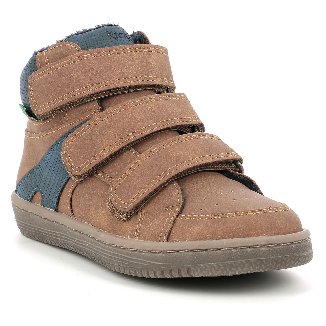 Kickers Sneakers fourrées en Velours de Cuir Lohan camel/bleu