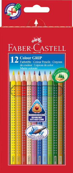 Faber-Castell Farbstifte Colour Grip, 12er Schachtel, assortiert