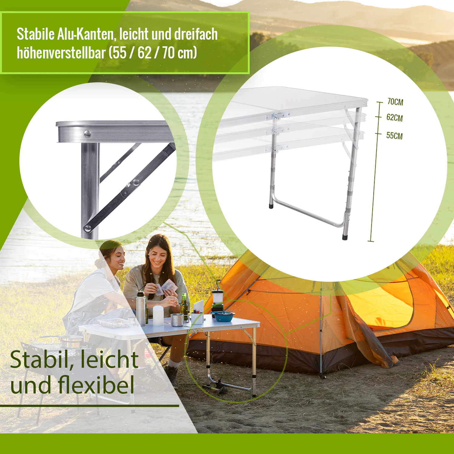 TroniTechnik® Gartentisch Tisch klappbar Kunststoff 120x60 cm Partytisch Buffettisch Klapptisch, zusammenklappbar ,Tragegriff