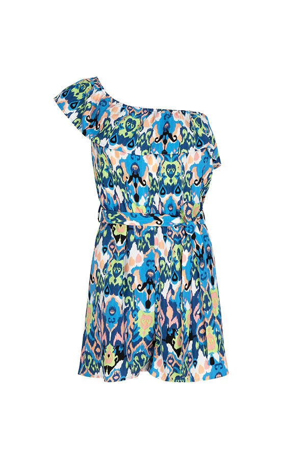 Lofty Manner off shoulder playsuit Bethany met all over print