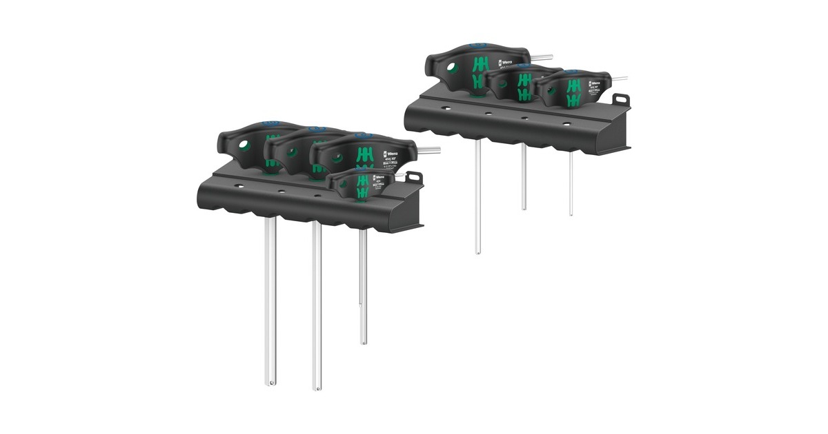 Wera454/7 HF Set 1 Stiftsleutelset T-greep Hex-Plus  (Zwart/groen, met vasthoudfunctie)