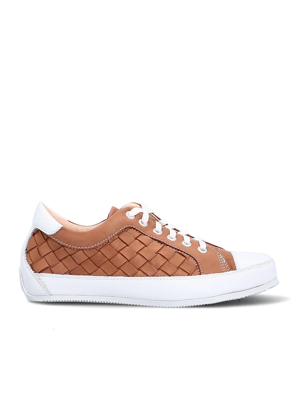 BASKET ROTONDA CUIR TRESSE CAMEL