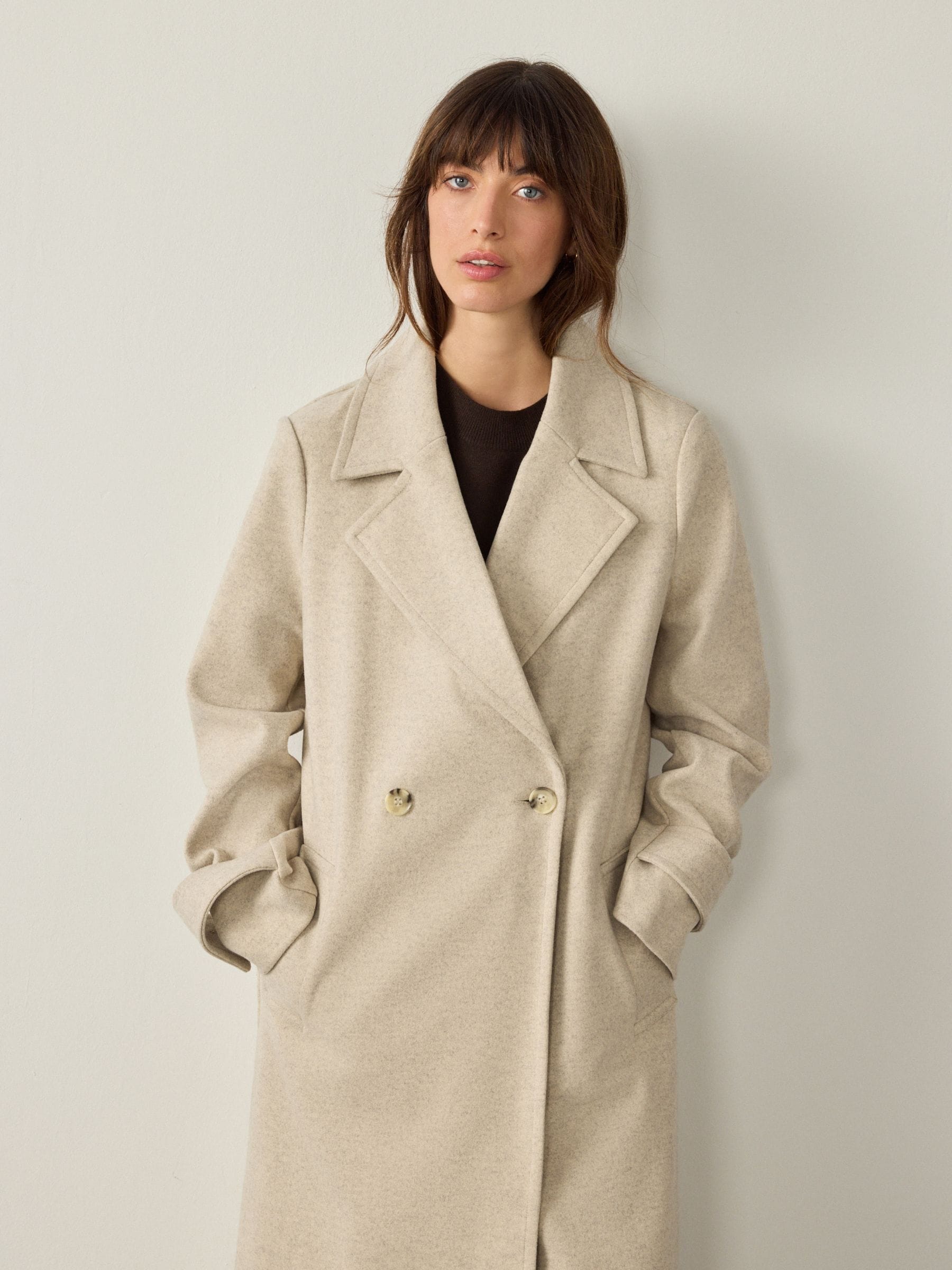 Crème - Lange maxi-jas