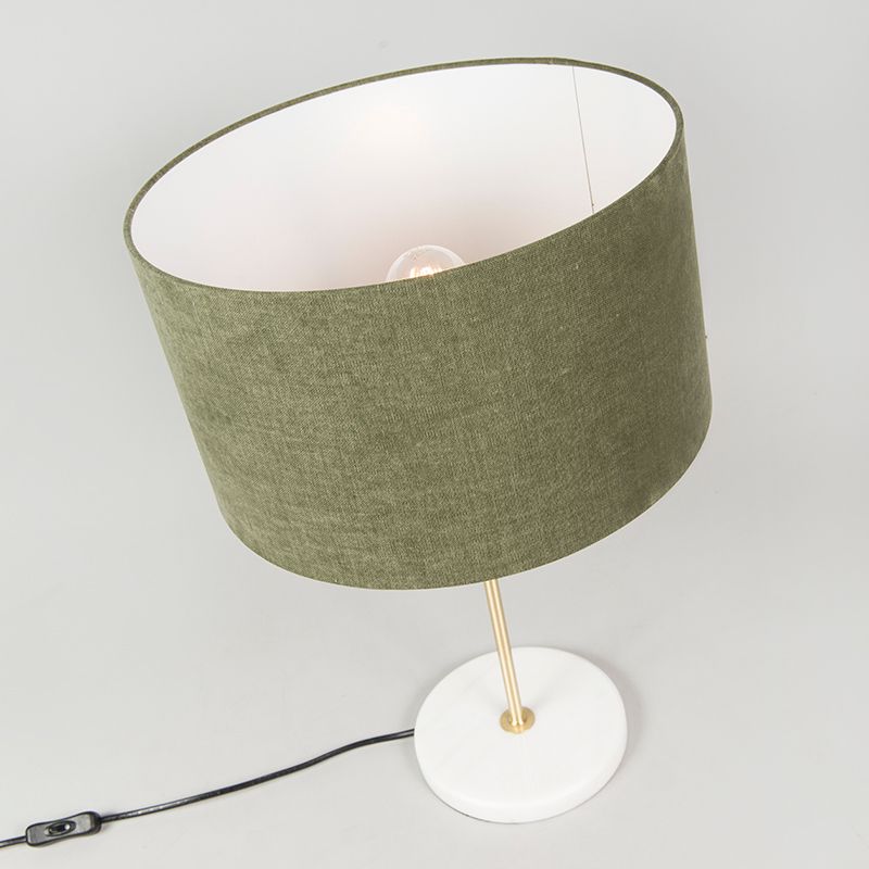 Tafellamp messing met groene kap 35 cm - Kaso
