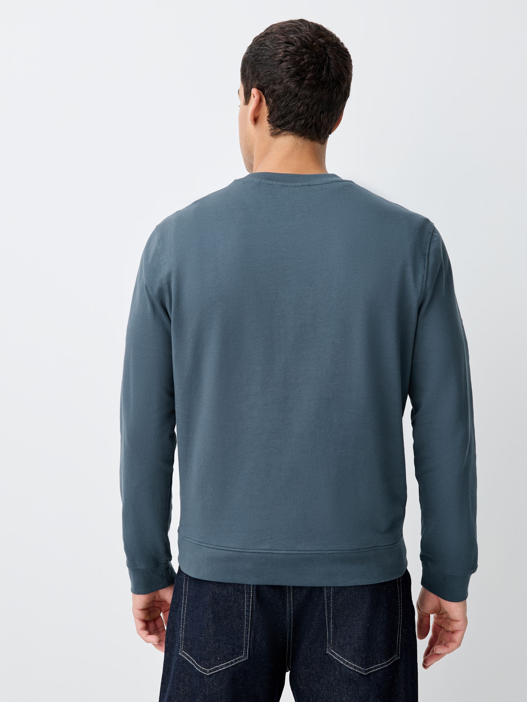 Petroliumblauw - Dun sweatshirt met ronde hals