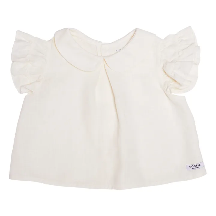 Donsje Blouse Manches Volants Mimi en Lin | Blanc