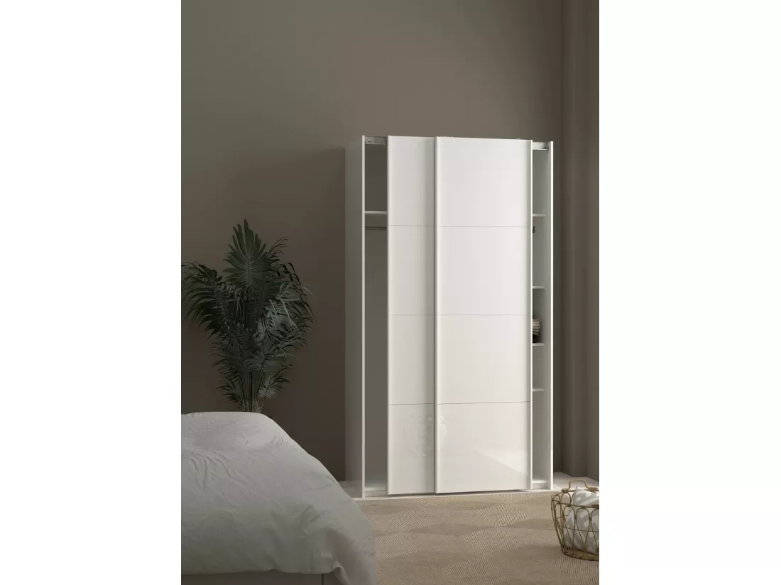 Garde-robe 2 portes Dstopp, Meubles de chambre, Penderie de plain-pied, Placard à vêtements, 122x62 h220 cm, Blanc