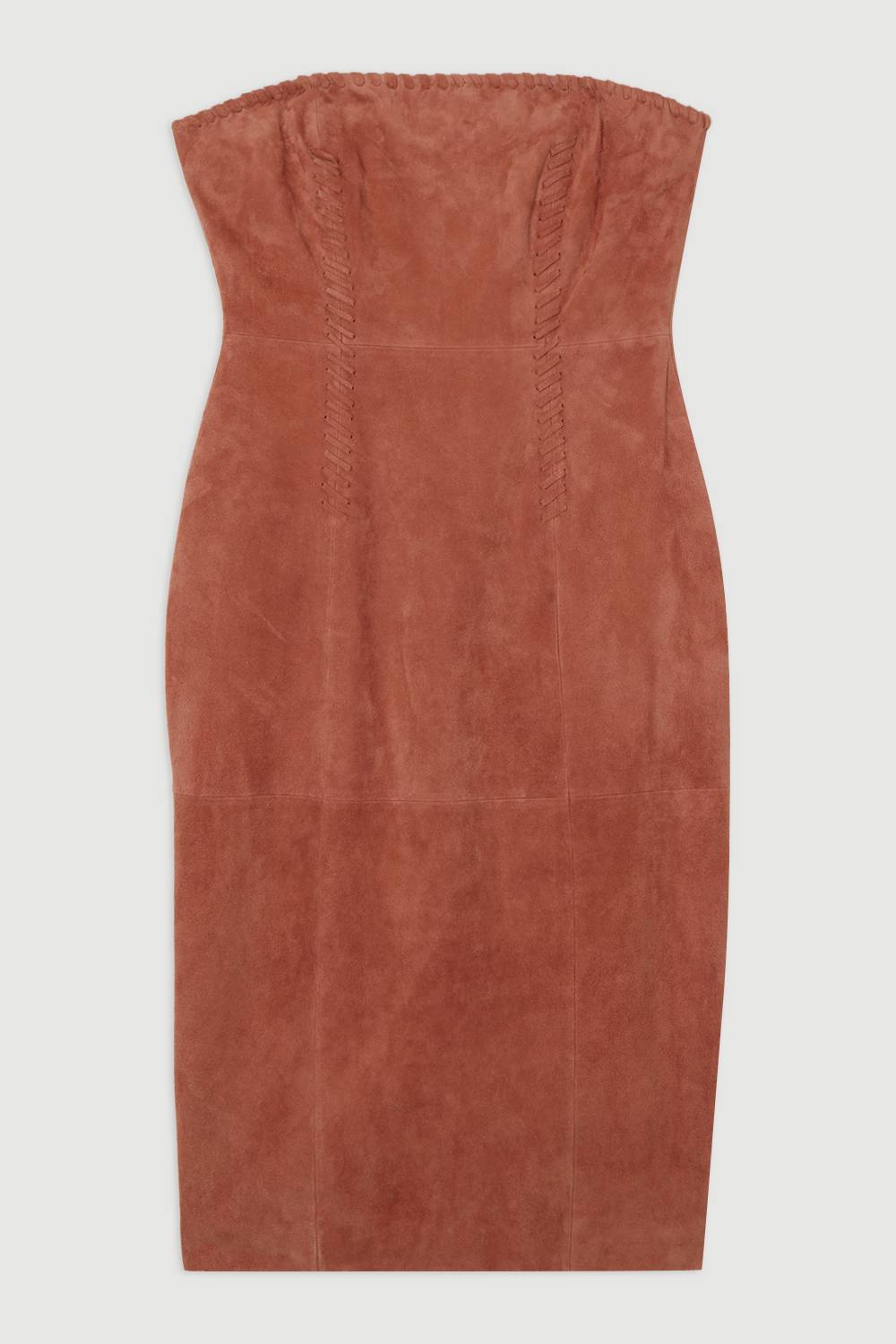 KarenMillen Robe Midi Bandeau en Daim à Détails de Couture Fouet