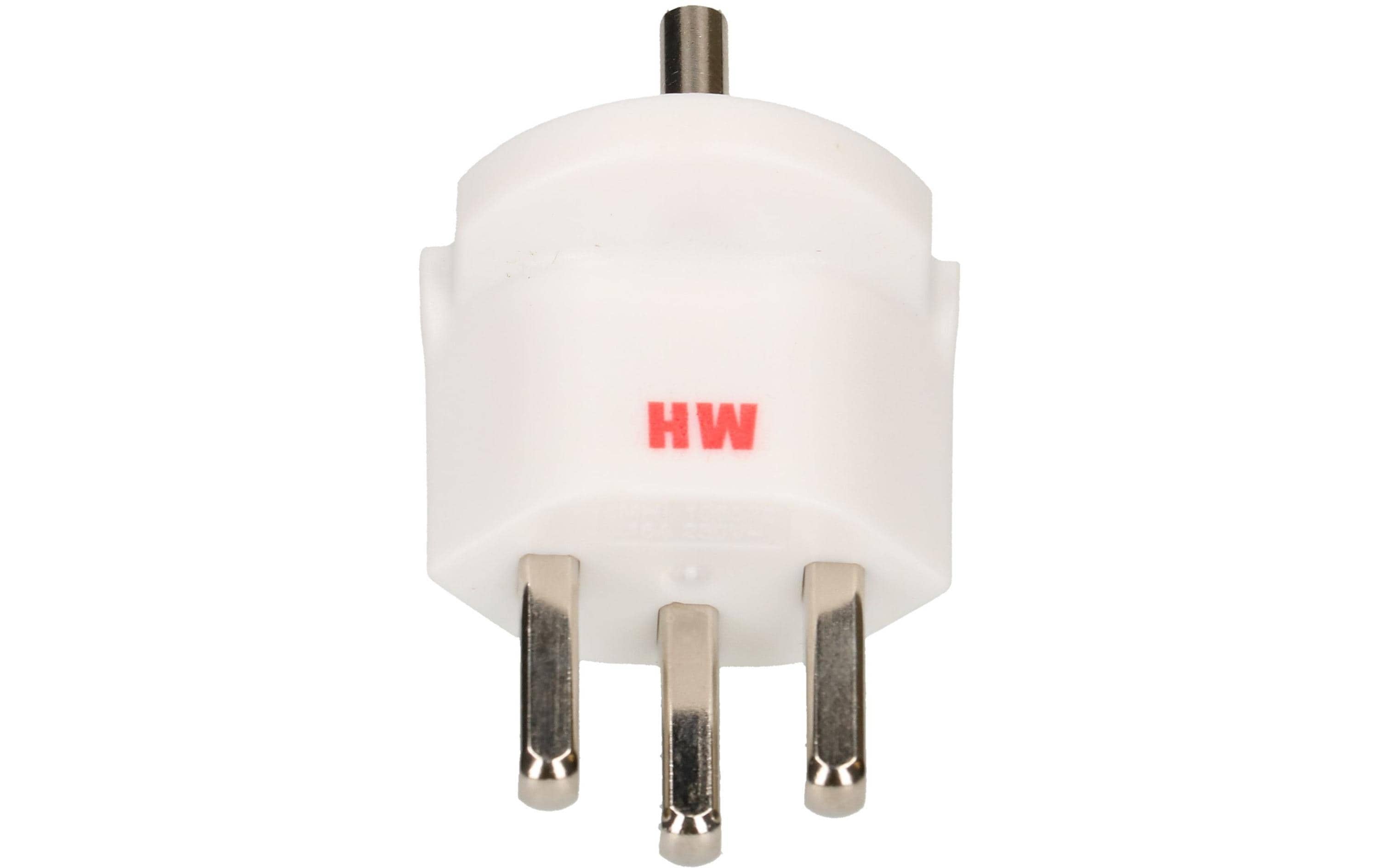 Fixadapter Schuko – Typ 23 WeissDeutsch Schuko auf Schweiz T23, 3-polig