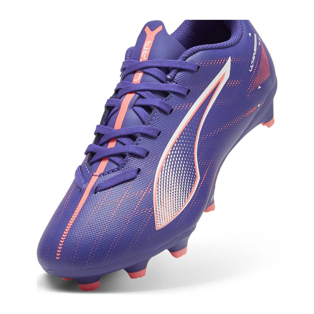 Puma Ultra 5 Playjunior voetbalschoenen kobaltblauw/wit/koraalrood
