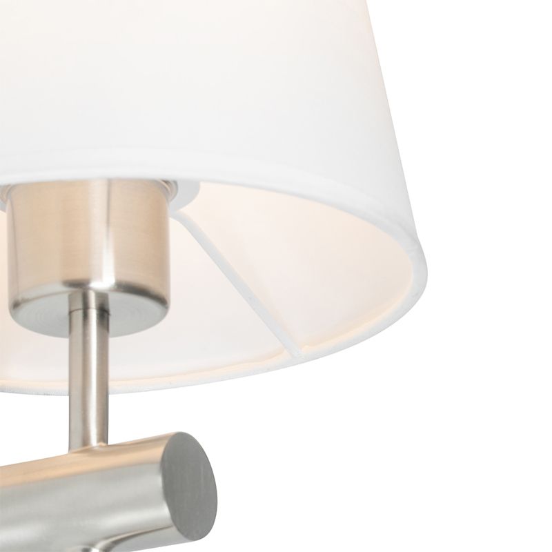 Moderne wandlamp staal met witte kap - Pluk