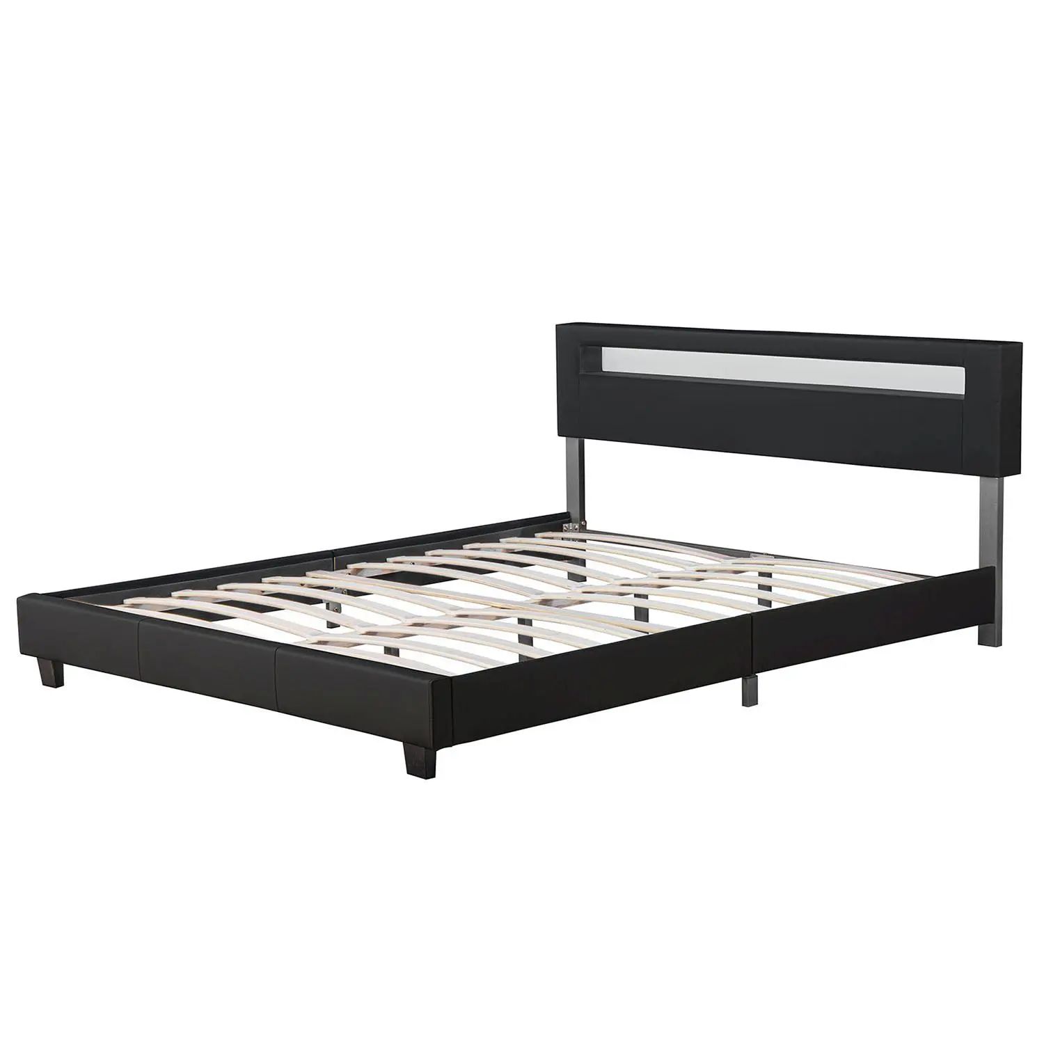 Juskys Polsterbett Paris 160 x 200 cm Einzelbett Doppelbett in schwarz mit Kaltschaummatratze