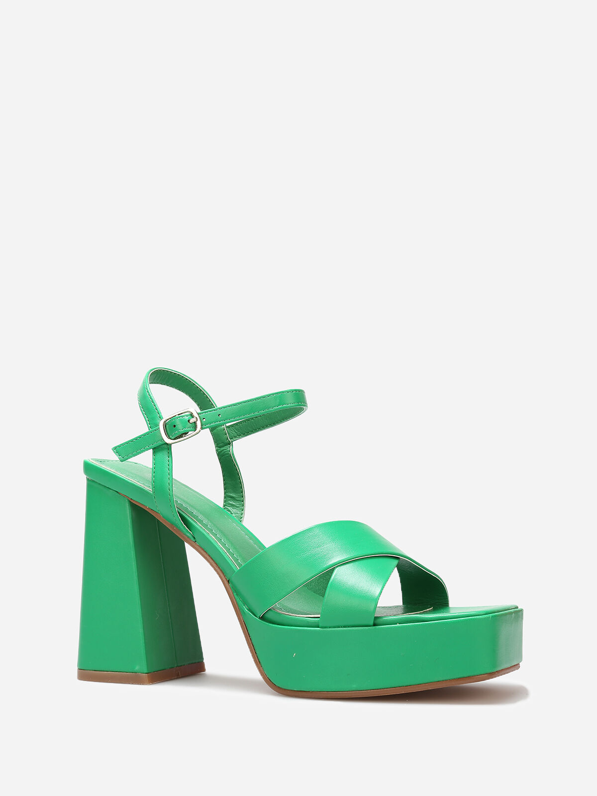 Sandales à plateforme avec brides croisées- Vert