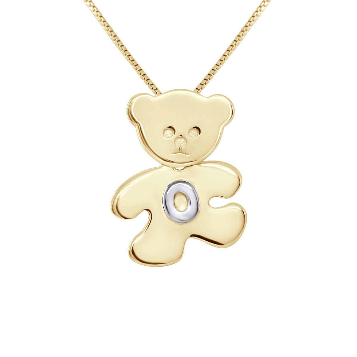 Pendentif OURSON plaqué Or Jaune - Lettre O Argent