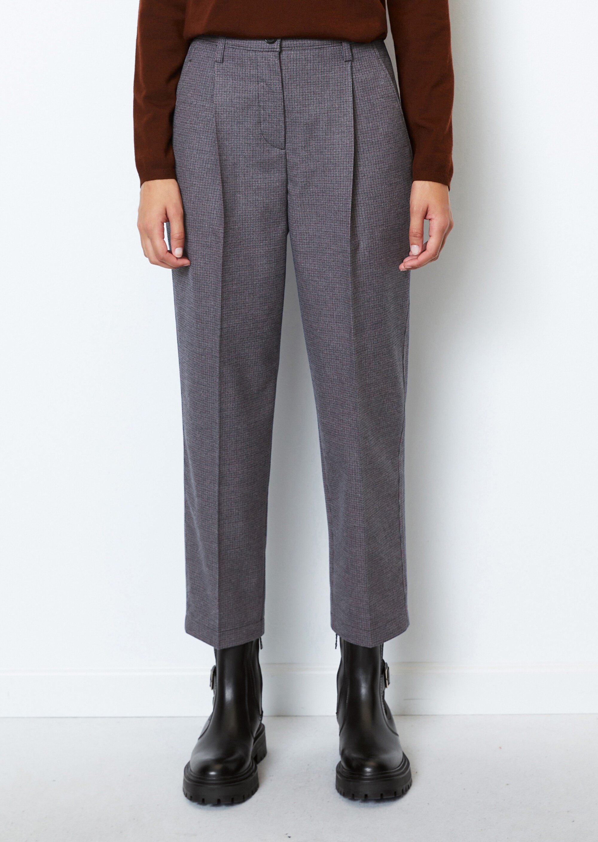Feingemusterte Flanell-Chino tapered mit reycelten Materialien