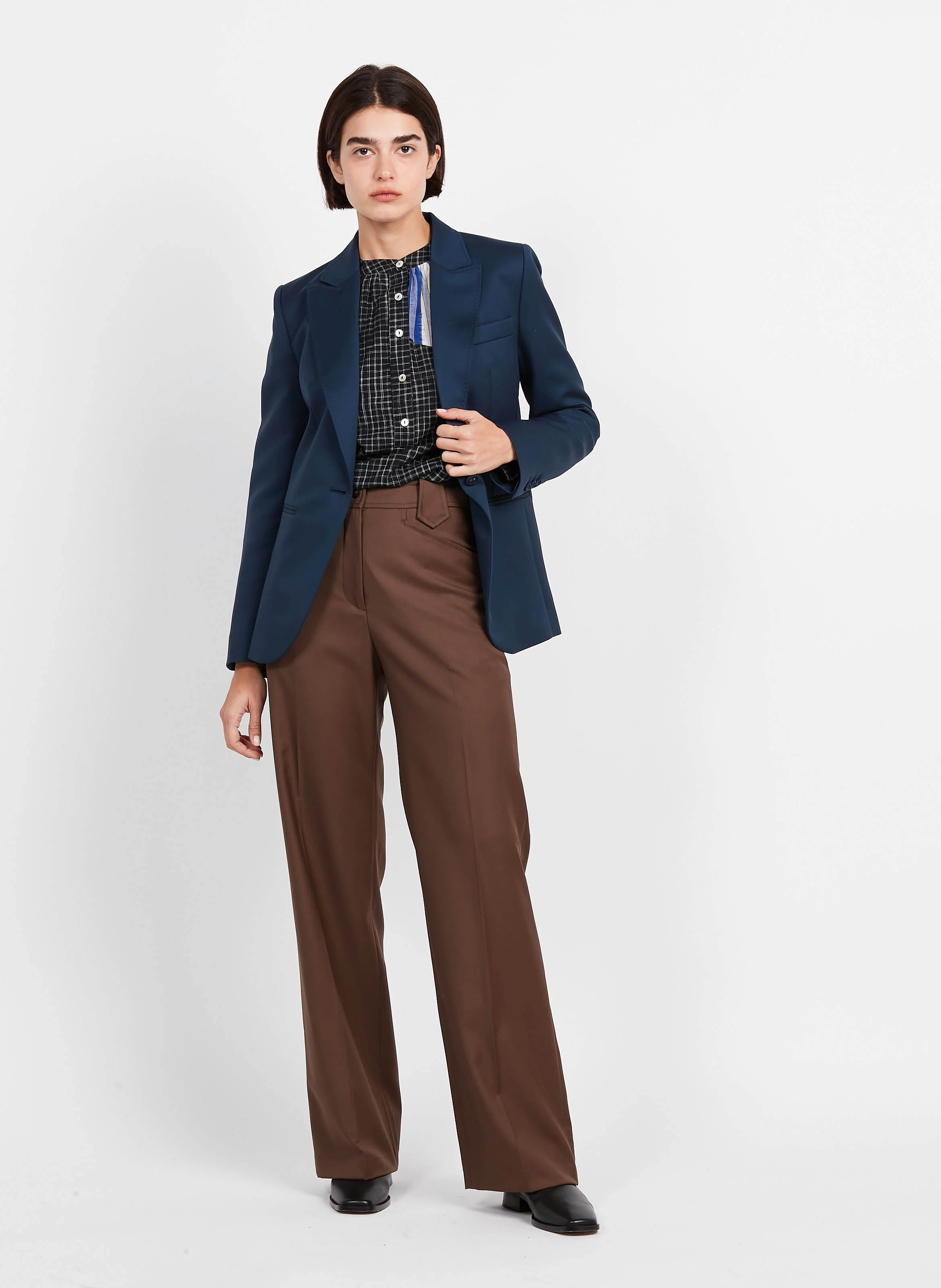 DREW - Pantalon en gabardine de laine | Marron