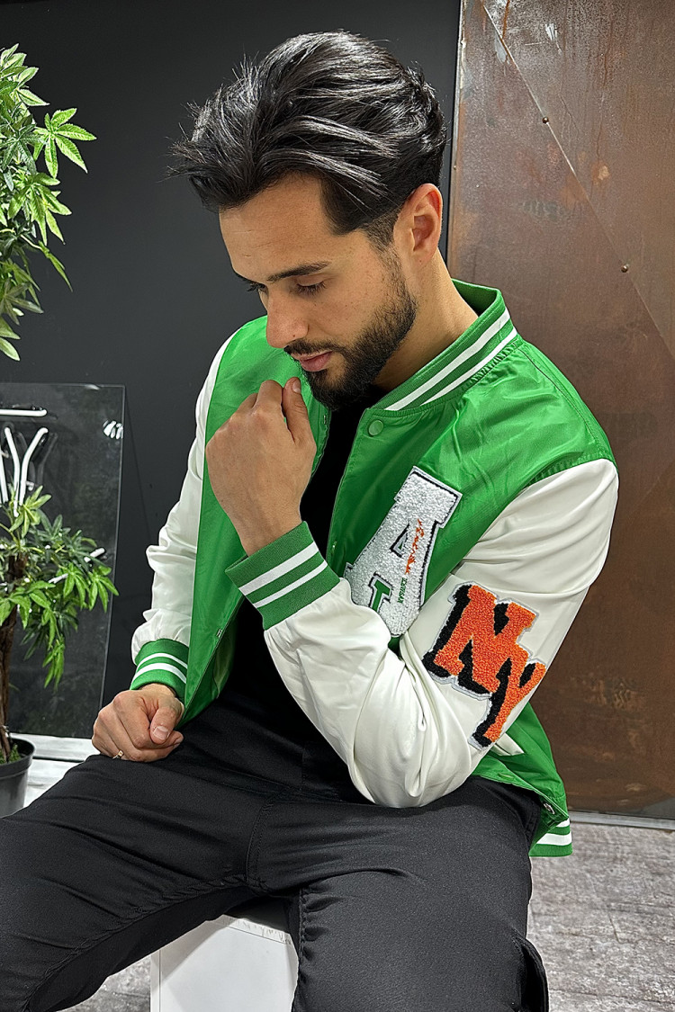 Bomber vert à inscriptions 