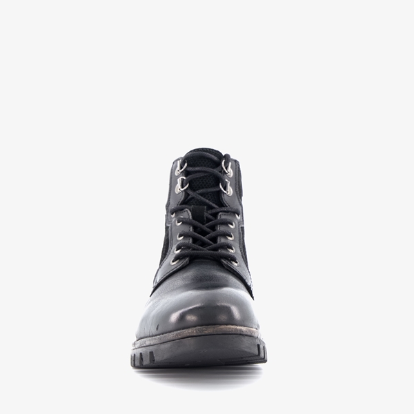 Van Beers leren heren veterboots zwart met suede