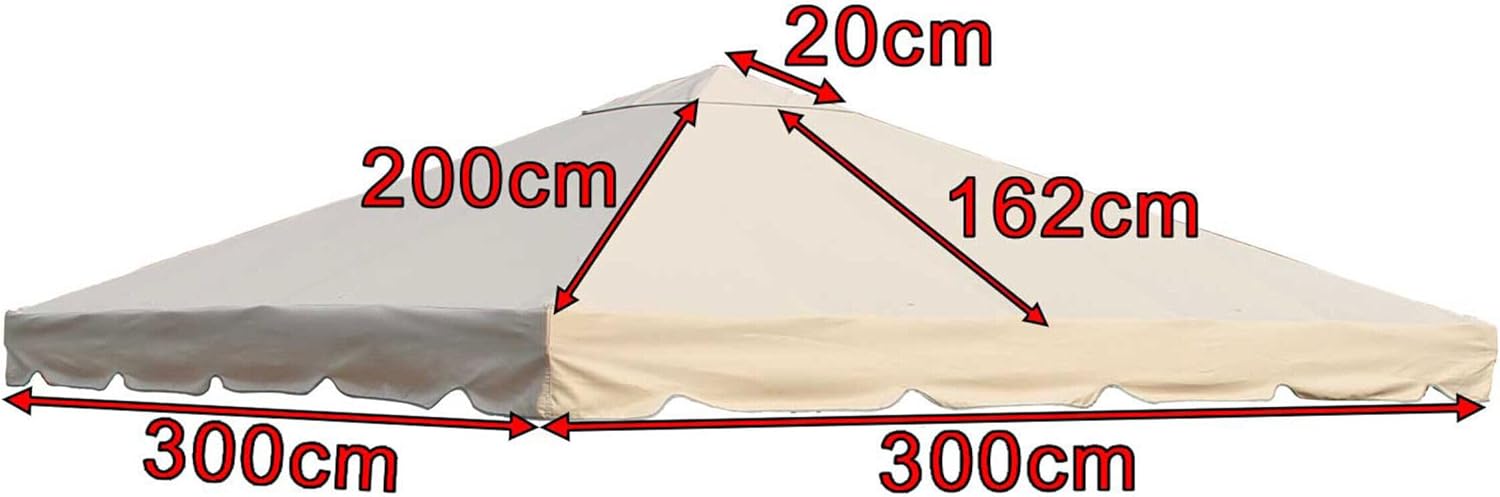 OUTFLEXX Ersatzdach aus hochwertigem Polyester in beige für Pavillons 3 x 3 Meter, Gartenzubehör, Pavillondach, wetterfest, wasserabweisend, imprägniert, Zeitloses Design, naturfarben