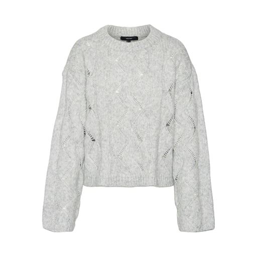 Vero Moda Lina Striktrøje, Light Grey Melange, S