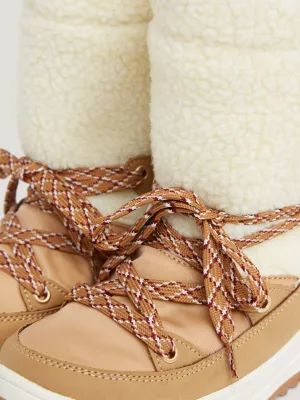 Botas de neve de lã Teddy com cadarço