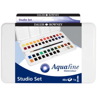 Daler Rowney Aquafine Watercolour Paint 48 Half Pan Studio Set