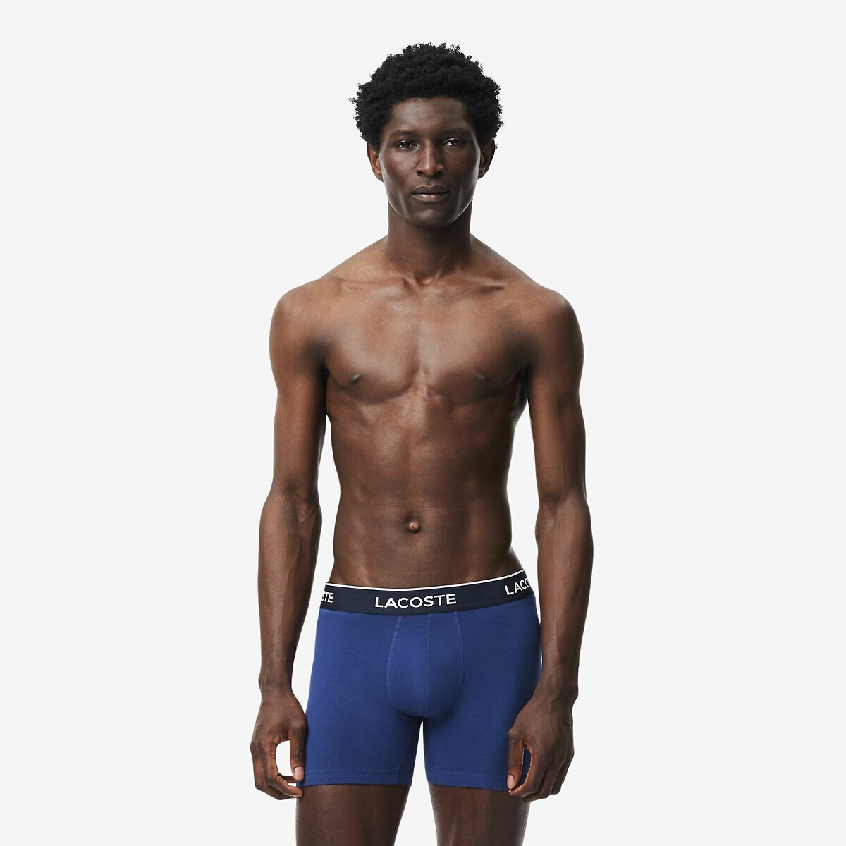 LACOSTE<br>Conjunto de 3 cuecas boxer lisas, algodão elástico