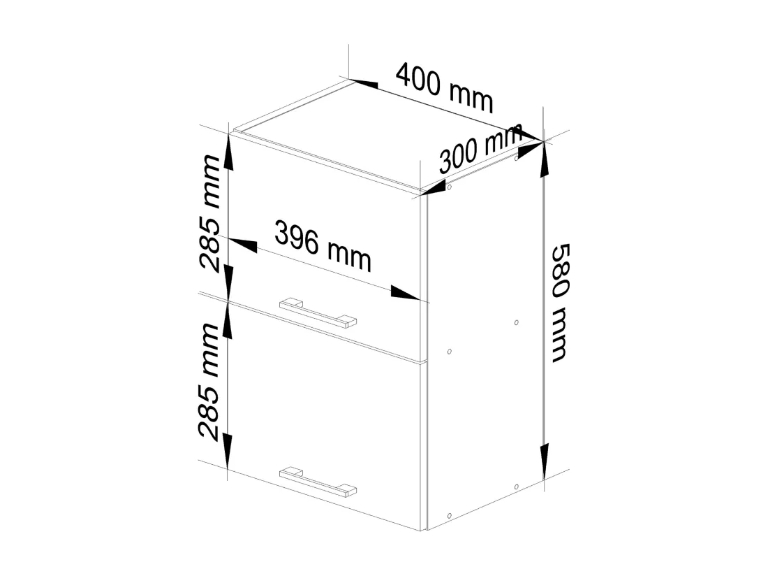 Armoires de cuisine haute AKORD W40 OLIWIA G2 Blanc 40 cm 2 portes façade Blanche 2 étagères 40x30x58 cm