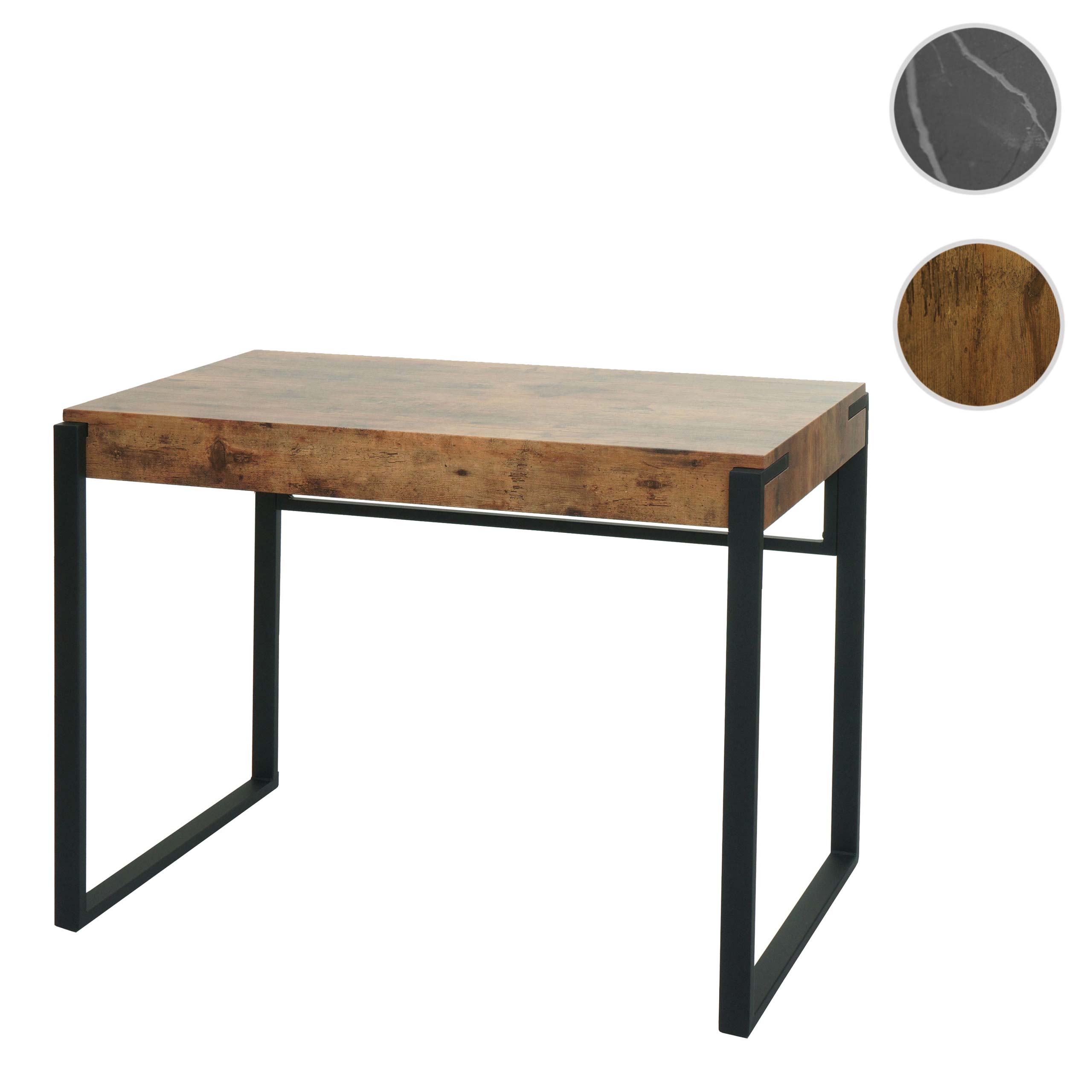 Schreibtisch MCW-L53, Bürotisch Computertisch Arbeitstisch, Metall 100x54cm ~ dunkle Wildeiche