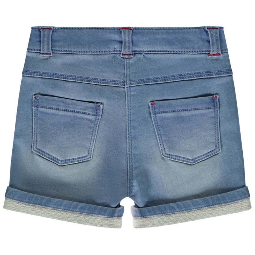 Short en denim avec broderies cerises pour bébé fille - Bleu