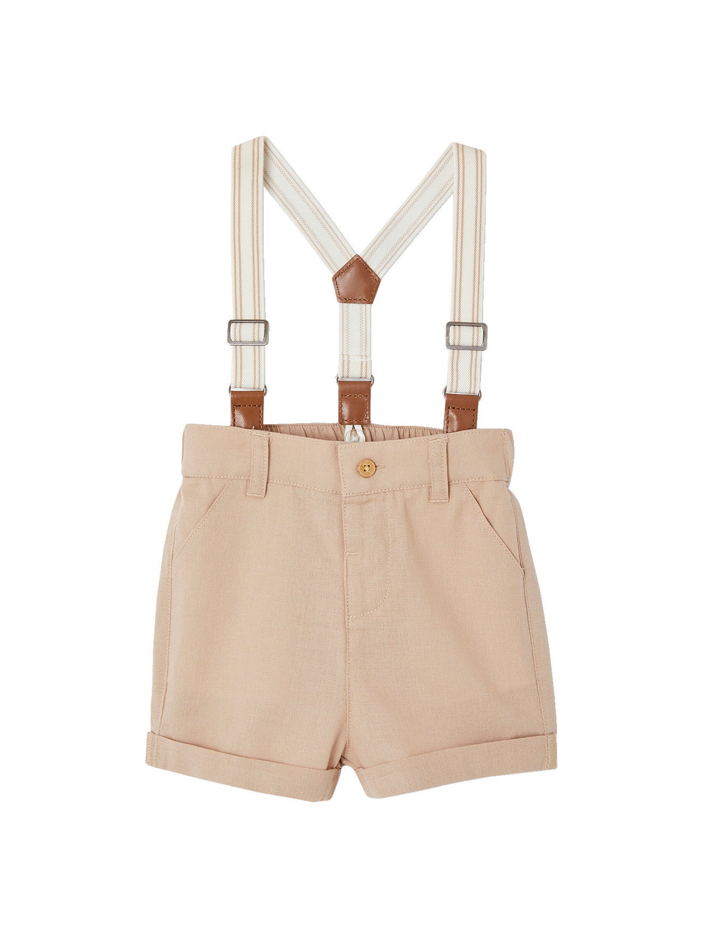 Vertbaudet Festliches Baby-Set: Hemd, Shorts & Hosenträger taupe