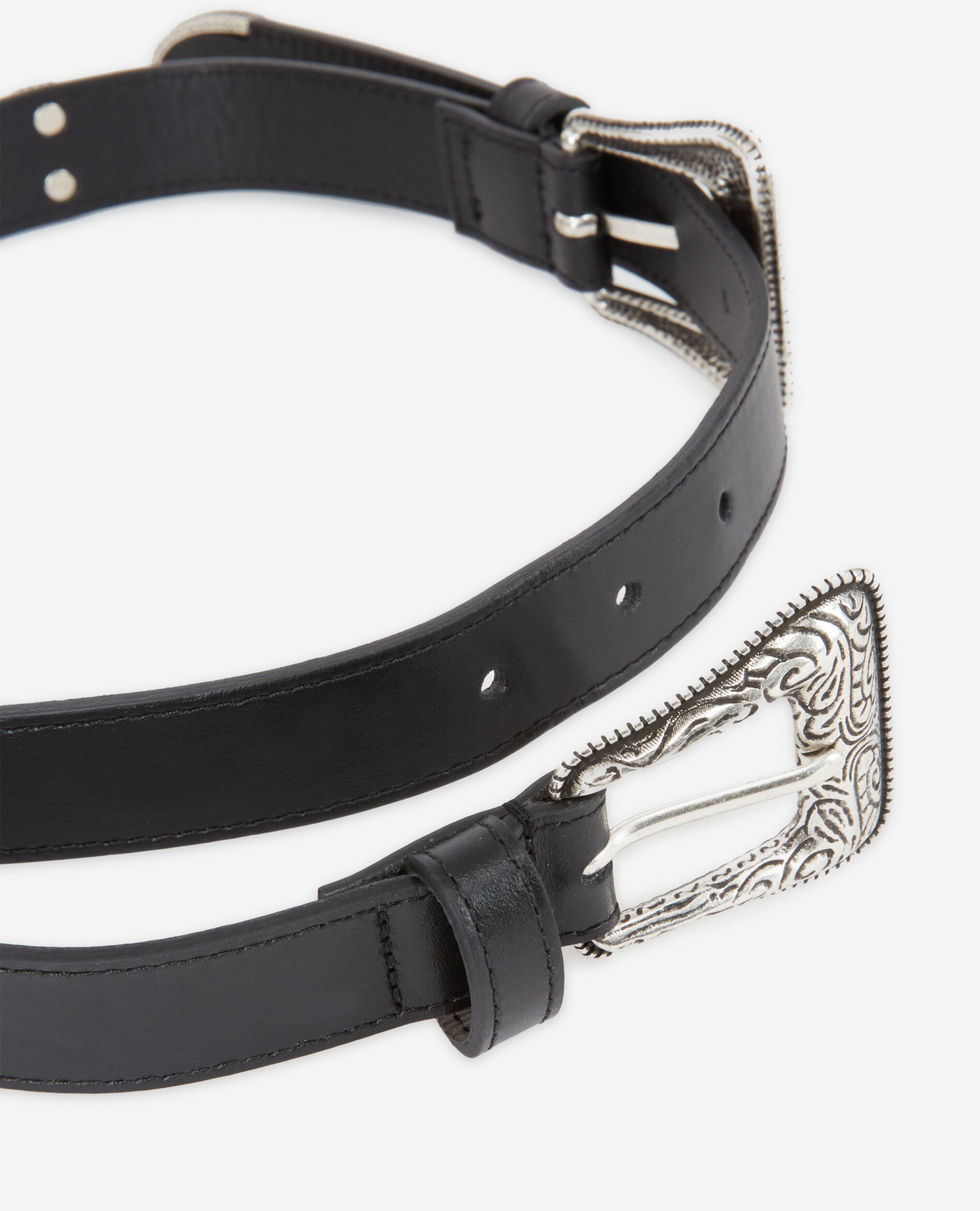 Ceinture double boucle western noire