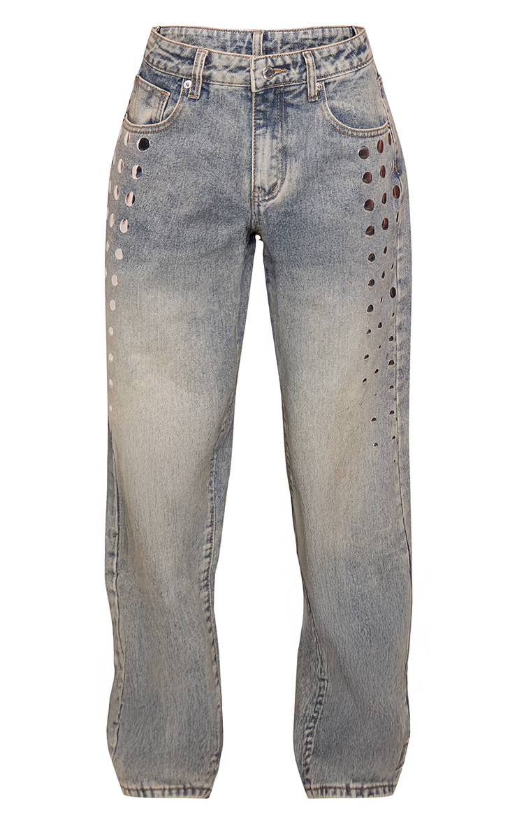 Vintage Jean À Clous Latéraux