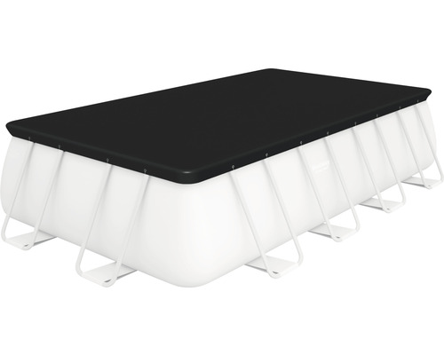 Opbouw zwembadset Bestway rechthoekig 488x244x122 cm inclusief zandfiltersysteem, ChemConnect doseersysteem, ladder en afdekking grijs