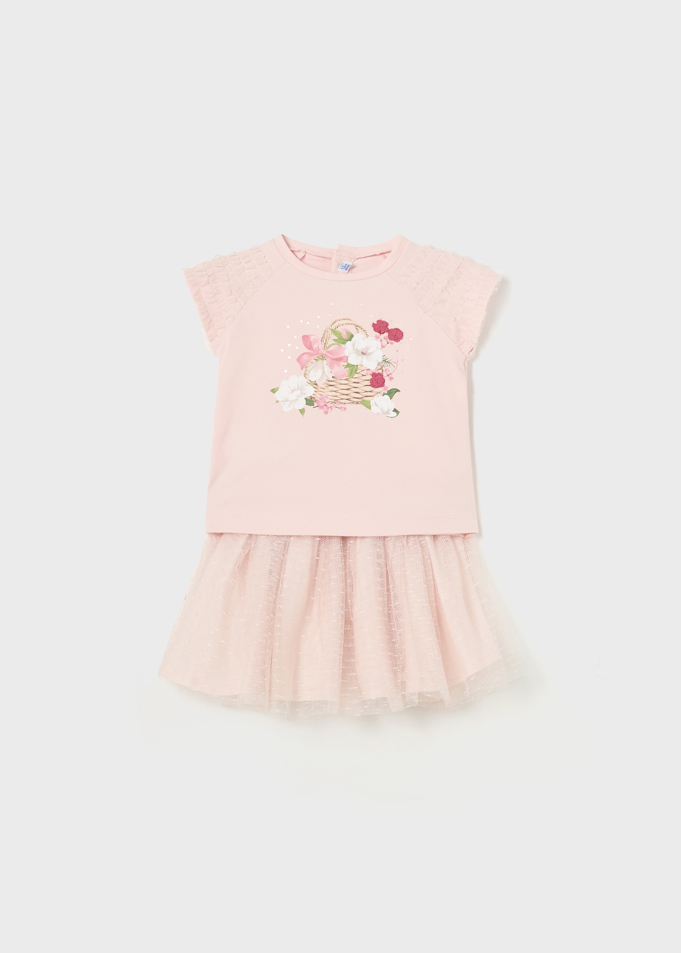 Conjunto de duas peças com saia de tule para bebê