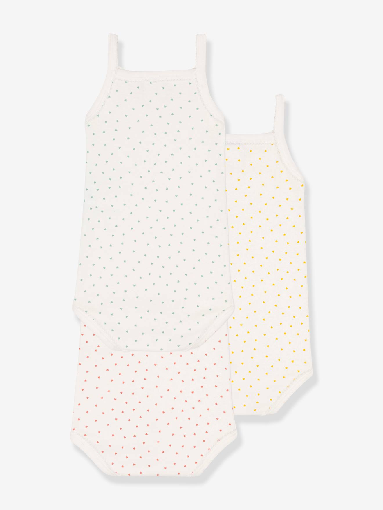 bodies PETIT BATEAU em algodão orgânico com alças, brancos