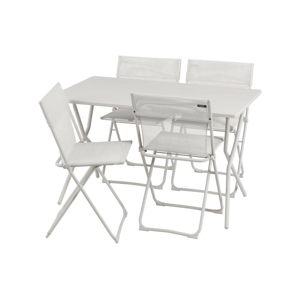 Set 1 rechteckiger klappbarer Gartentisch, 4 ultrakompakte Klappstühle Balcony Stahl Seigle-Seigle