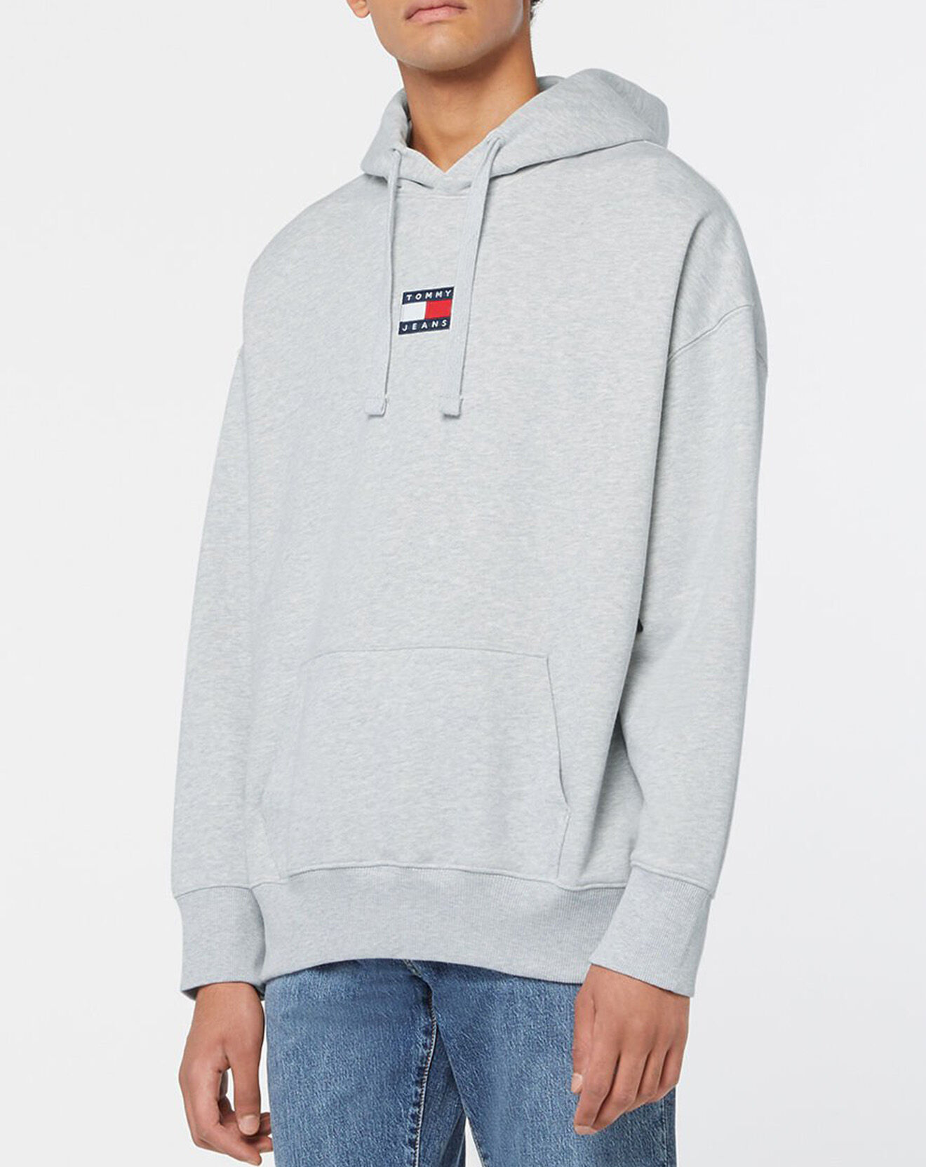 Tommy Jeans Sweat en Coton Bio Tjm Tommy Badge gris clair