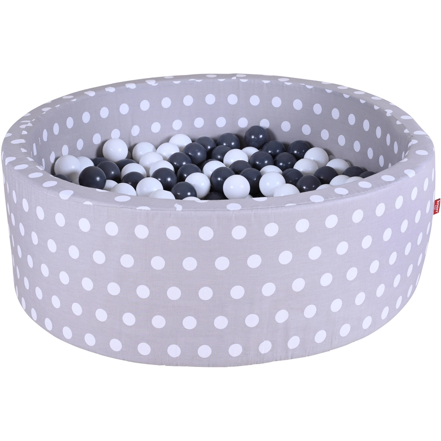 knorr toys® Bällebad soft - Grey white dots - 300 balls greycreme grau
