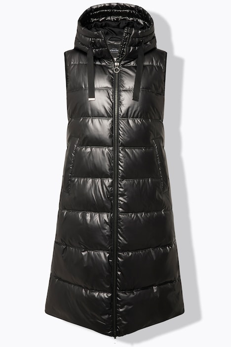 Longweste, Metallic-Schimmer, 2-Wege-Zipper, recycelt