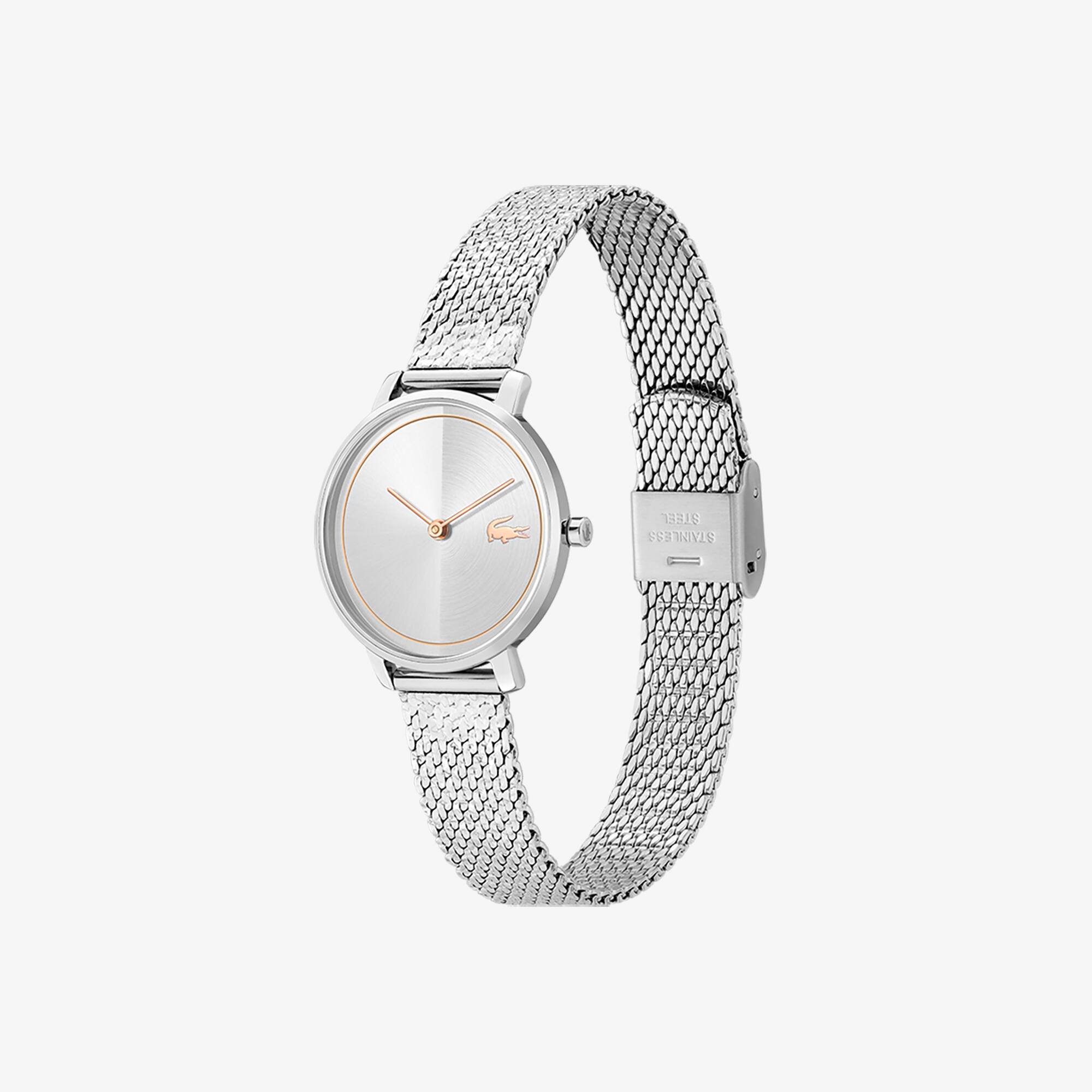 Suzanne Zweizeigeruhr aus Edelstahl-Mesh Uhren - Weiss - Lacoste - Damen