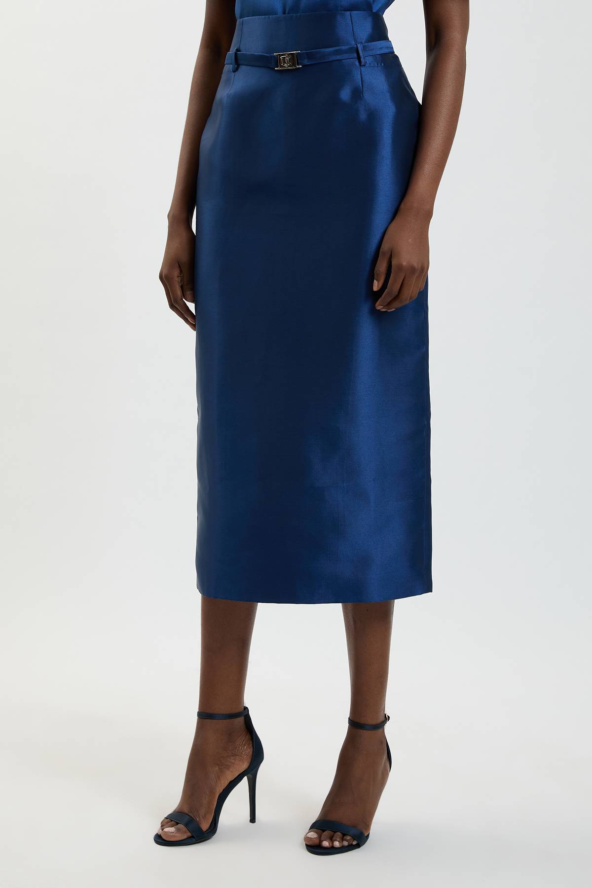 KarenMillen Jupe Longue En Twill Satiné Avec Ceinture