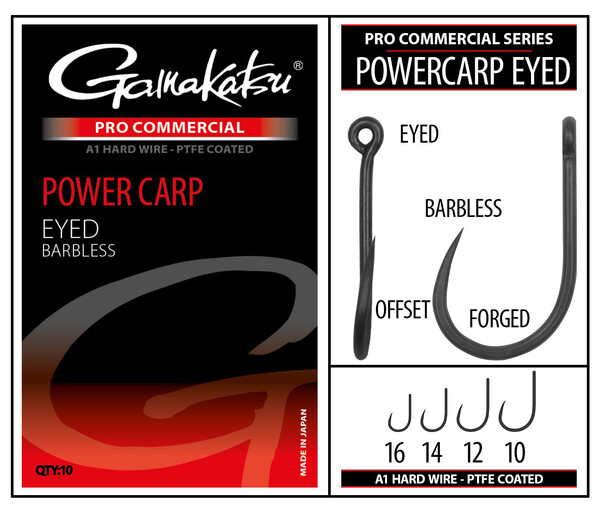 Hameçons coup Gamakatsu Pro-C Powercarp Eyed A1 PTFE BL (10 pcs)